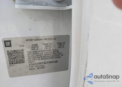 2020 Chevrolet Malibu Fwd Lt from USA, damaged, VIN 1G1ZD5ST4LF069168